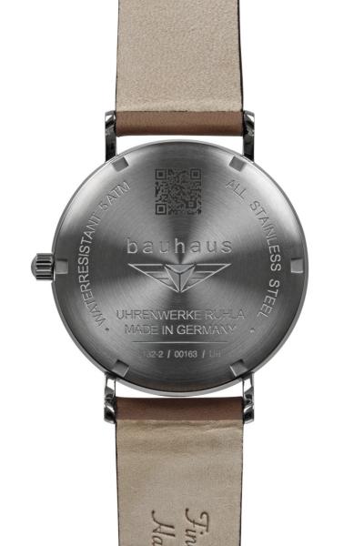 Bauhaus Herrenuhr Quarz mit kleiner Sekunde und Datum mit Lederarmband